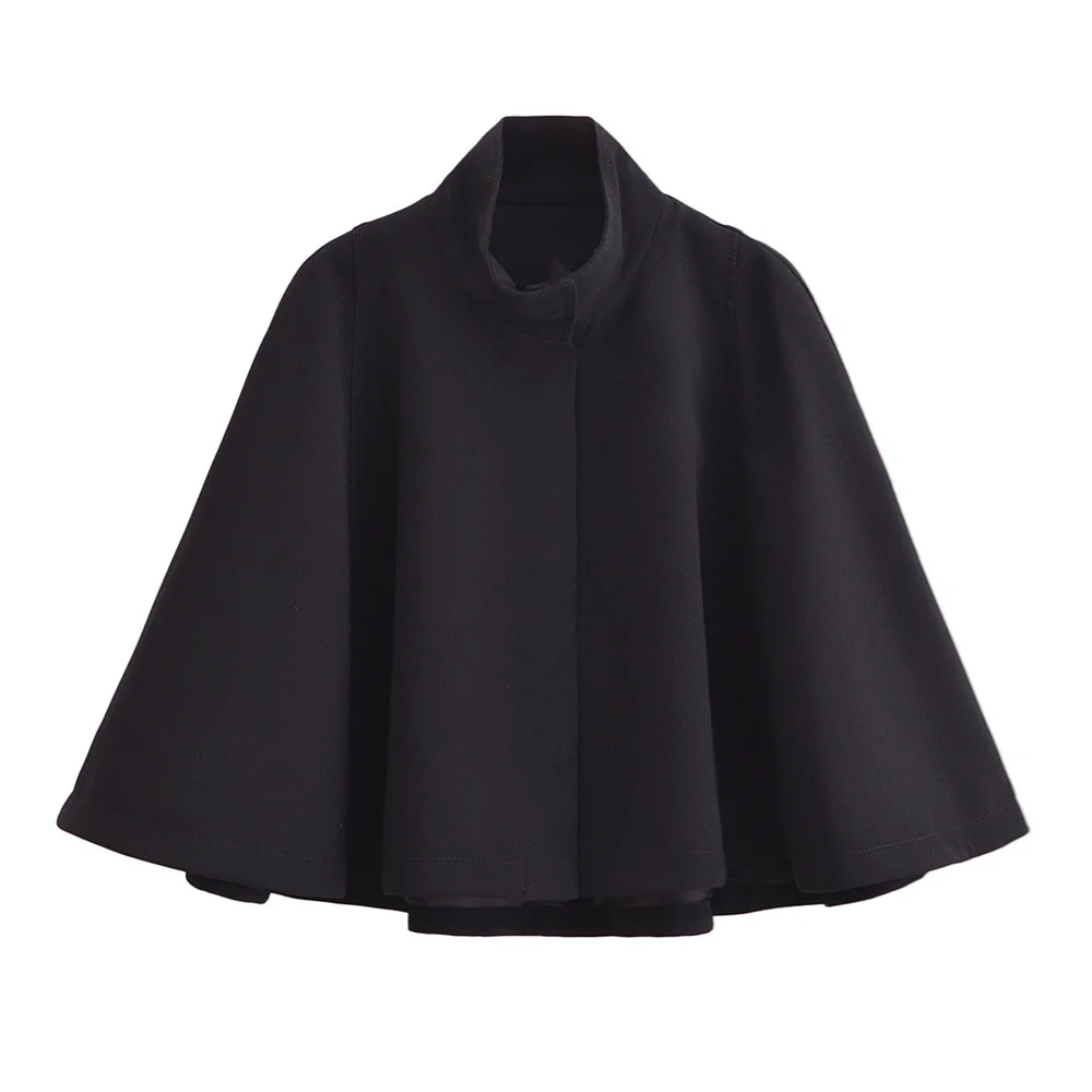 BM&MD&ZA 2024 autumn new women's clothing style slim fit simple versatile stand up collar short loose cape jacket